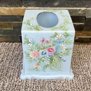 Vintage hand painted tissue box plastic